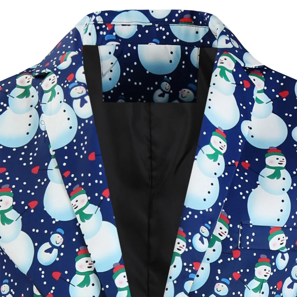 Christmas  Suits f Snowflake Santa Claus Print