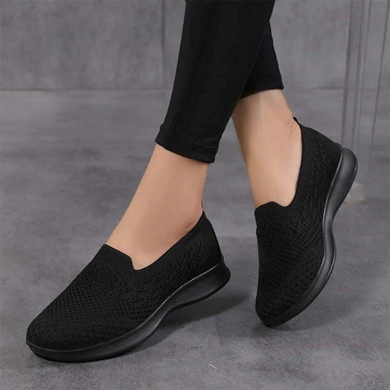 Lightweight Flat Walking Shoes Slip On Sneakers  Platform Casual