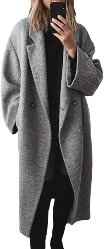 Winter Double Breasted faux wool Coat Long Sleeve