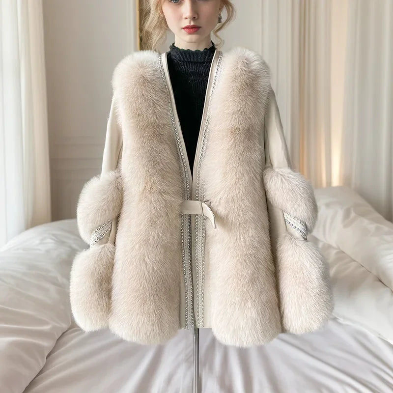 Slim White Furry Jacket Autumn Winter Thick Warm