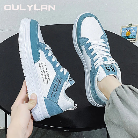 Casual Fashion Leather Sneakers Women Flat Slip-on  Couple Shoes