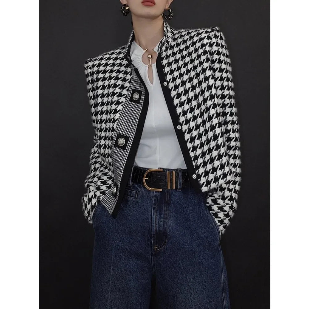 Autumn Winter Houndstooth Classics Blazer