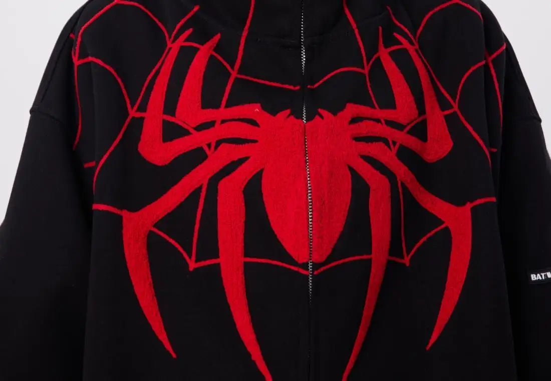 Spider Printed Zip Up Hoodie  Teenage Sweatshirt