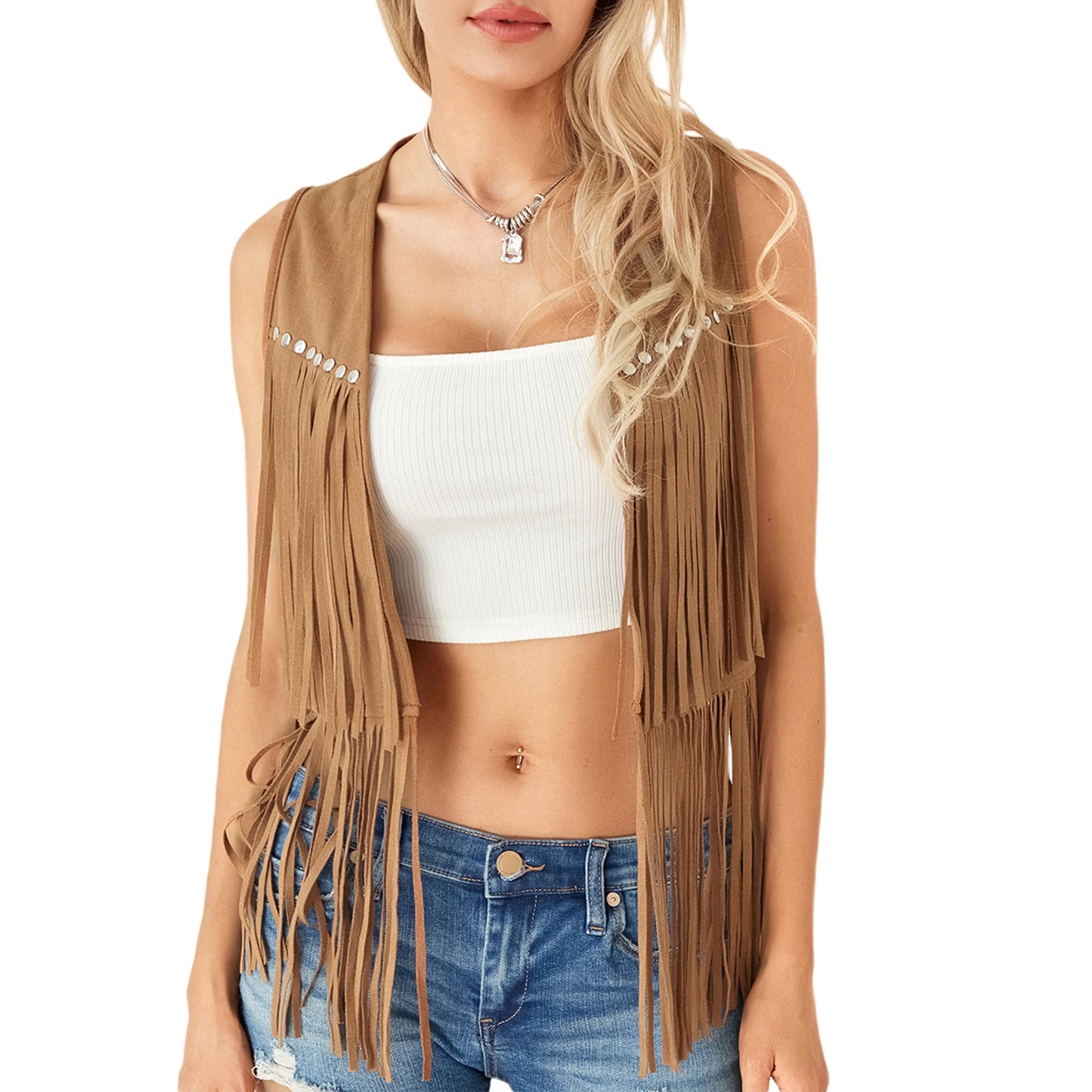 Bohemian Style Sleeveless Vest with Tassel Detailing