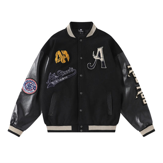 Letter Embroidery Men's Baseball Jacket Y2k