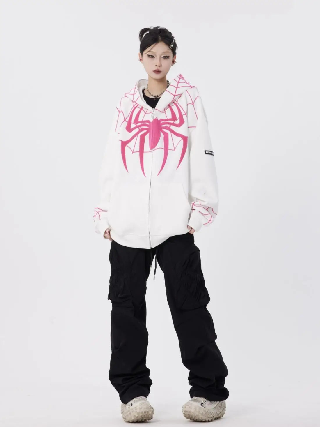 Spider Printed Zip Up Hoodie  Teenage Sweatshirt