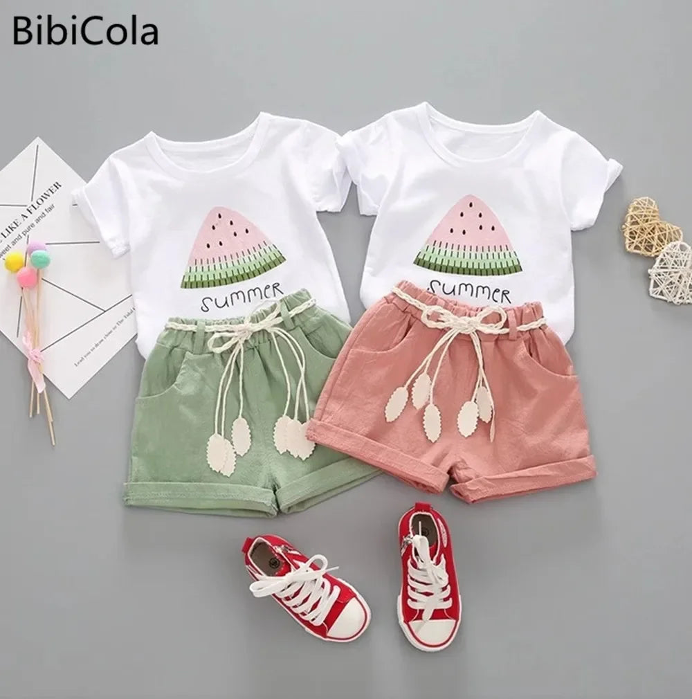 2pcs tracksuitshort sleeve baby girls clothes sets