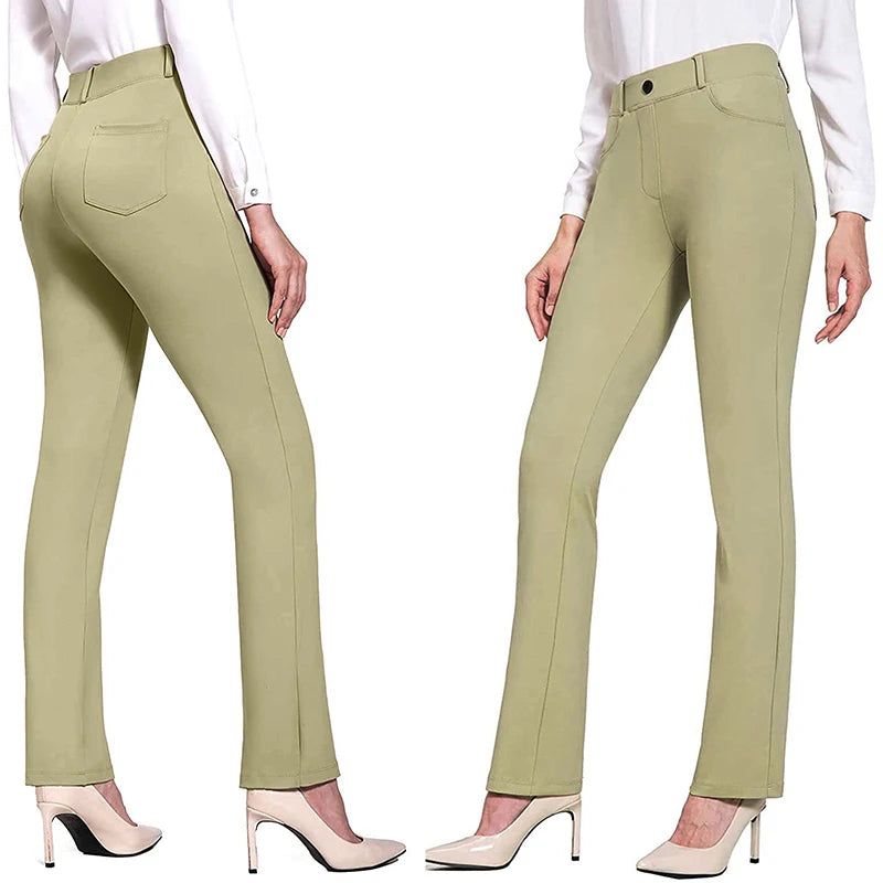 High Waist Wide Leg Pants  Flared Trousers with Pockets