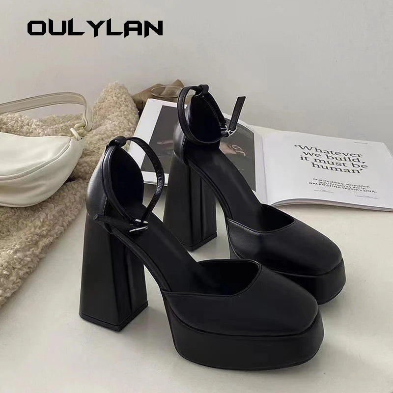 Super-high Heel Thick Heel Platform Sexy Dress Party Round