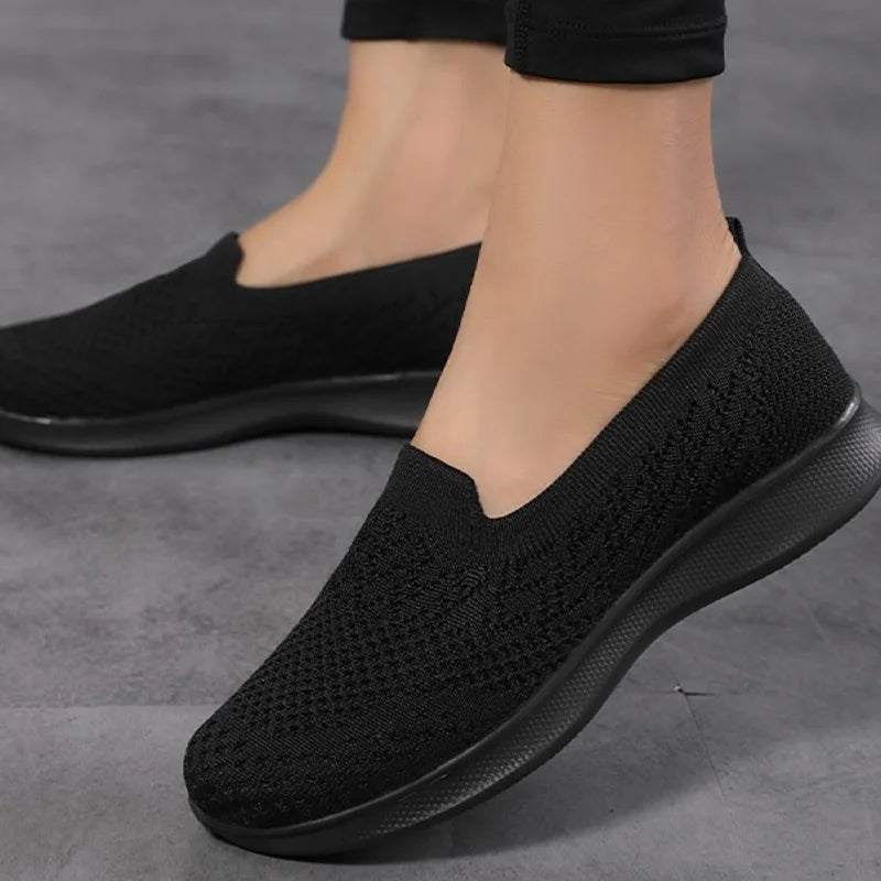 Lightweight Flat Walking Shoes Slip On Sneakers  Platform Casual