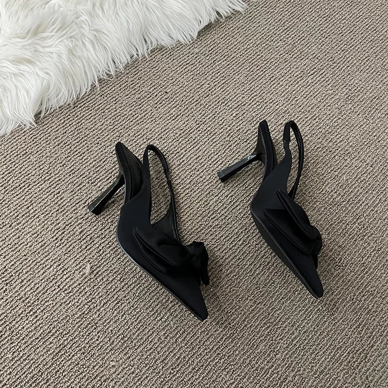 Slingbacks Heels Shoes  New Butterfly Knot Sexy Dress Thin Heel Pointed Toe