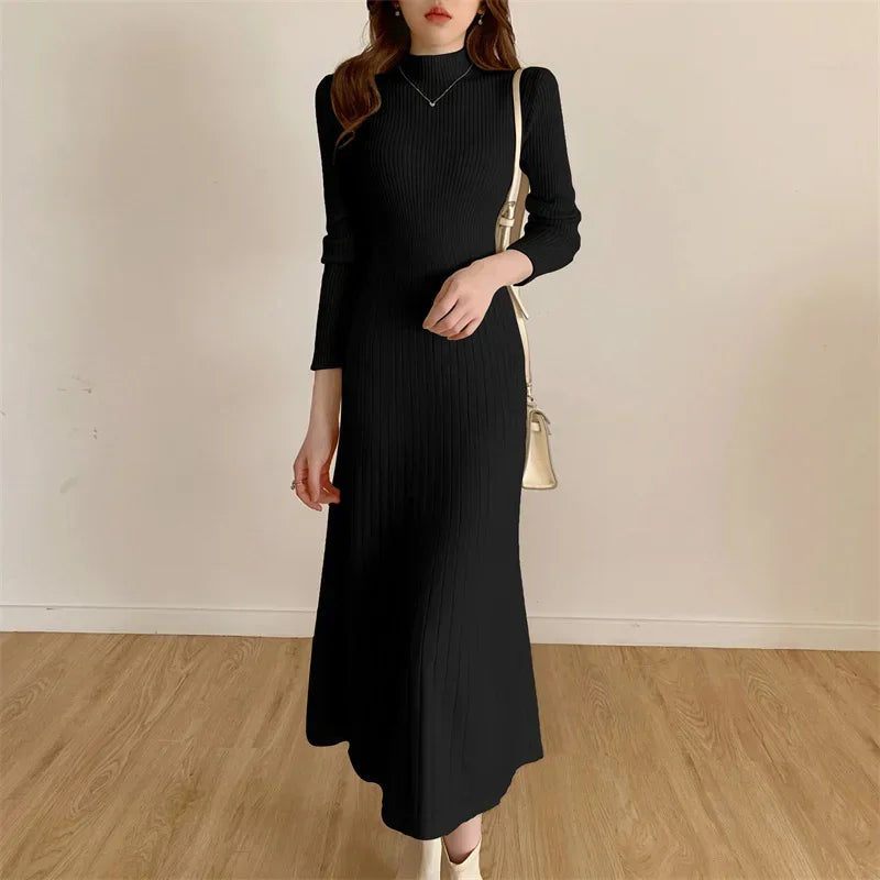 New Slim Long Sleeve Party High Neck Elegant