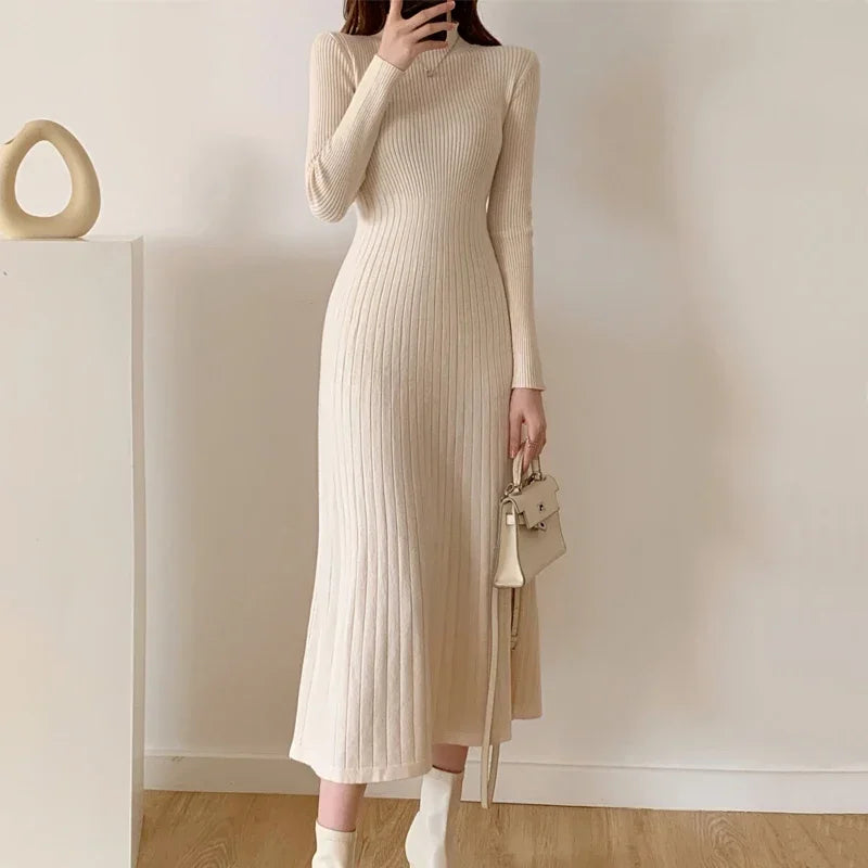 New Slim Long Sleeve Party High Neck Elegant