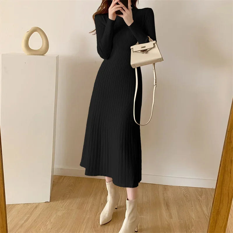 New Slim Long Sleeve Party High Neck Elegant