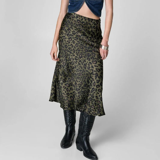 Leopard Print Long Skirt High Waist Maxi Skirt