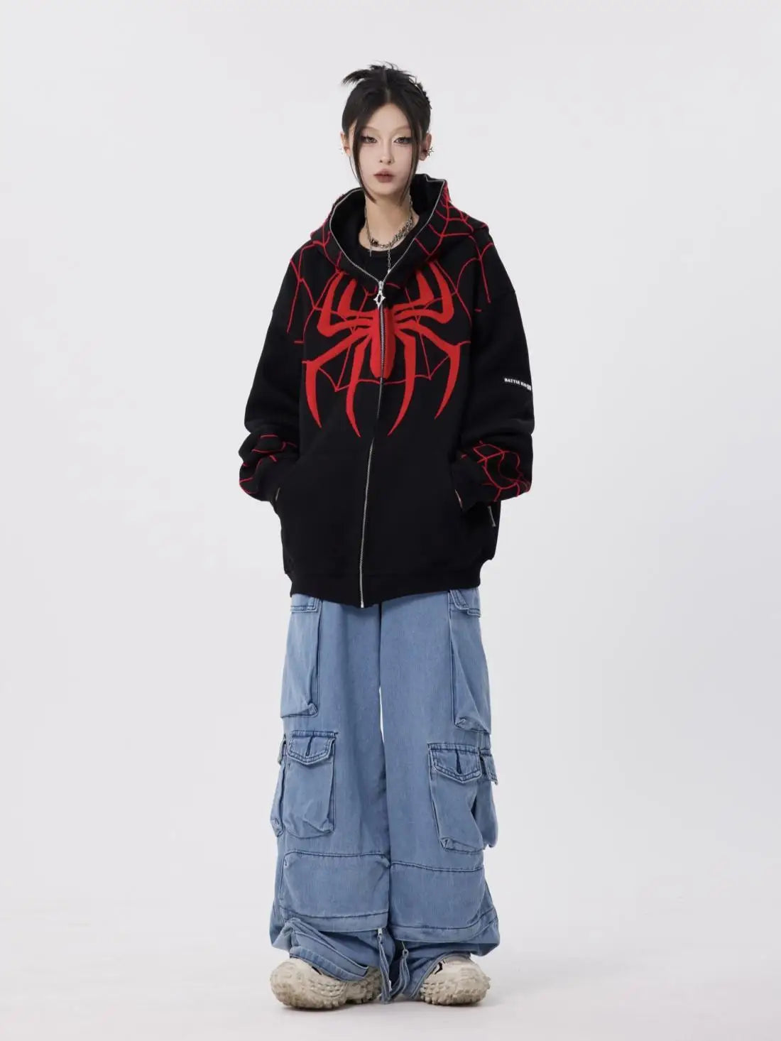 Spider Printed Zip Up Hoodie  Teenage Sweatshirt