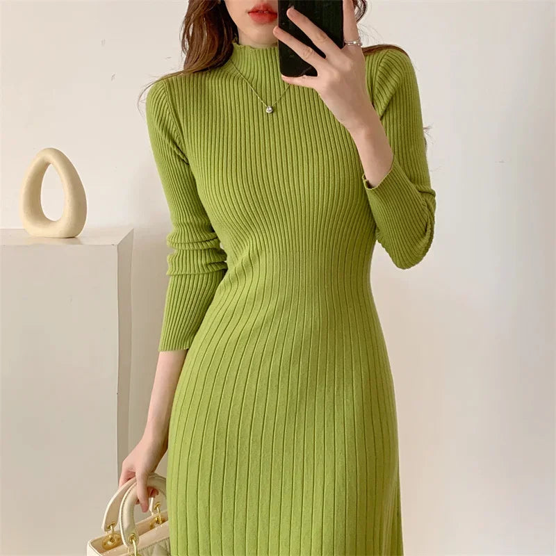 New Slim Long Sleeve Party High Neck Elegant