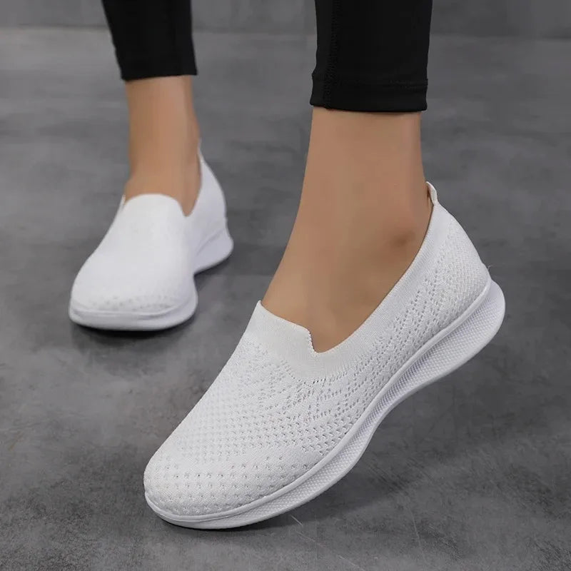 Lightweight Flat Walking Shoes Slip On Sneakers  Platform Casual